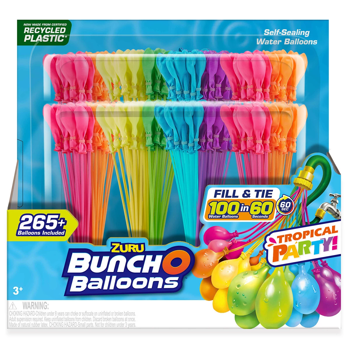 Zuru Bunch O Balloons Neon Colors 265+ Rapid-Filling Self-Sealing Water Balloons, 8-Pack, 56430 3 Zuru Bunch O Balloons Neon Colors 265+ Rapid-Filling Self-Sealing Water Balloons, 8-Pack, 56430