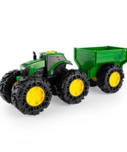 John Deere Toys Monster Treads Lights & Sounds Tractor with Wagon, 47353
